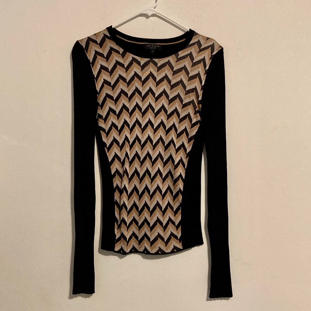 Rag And Bone Elaine Chevron Pattern Pullover Top - image 2